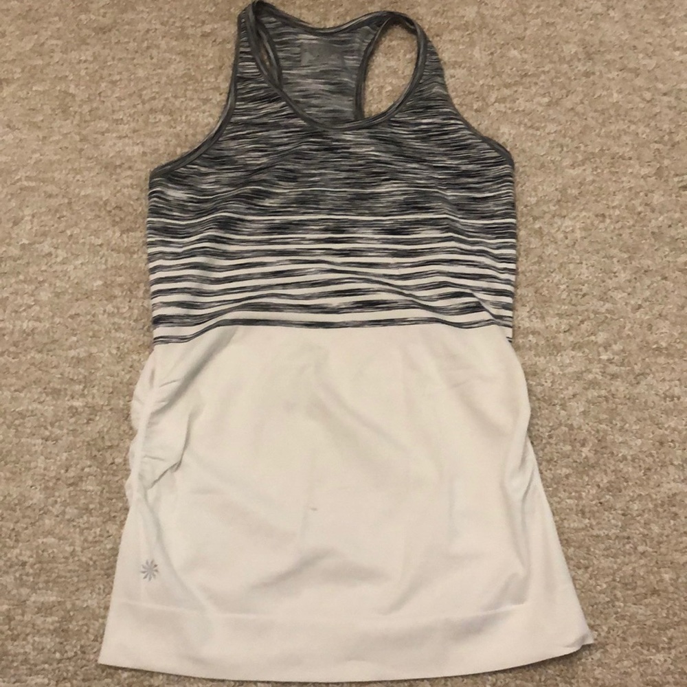 Athleta White/Black Racerback Athletic Tank